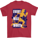Running Every Mile Cross Country Marathon Runner Mens T-Shirt 100% Cotton Red