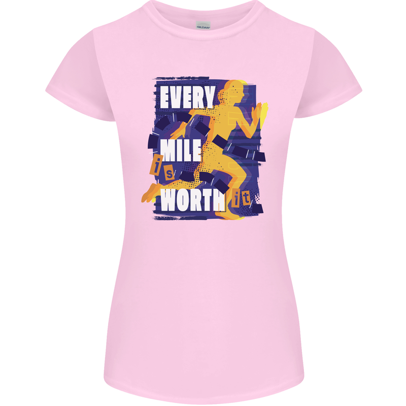 Running Every Mile Cross Country Marathon Runner Womens Petite Cut T-Shirt Light Pink