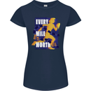 Running Every Mile Cross Country Marathon Runner Womens Petite Cut T-Shirt Navy Blue