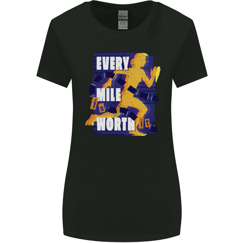 Running Every Mile Cross Country Marathon Runner Womens Wider Cut T-Shirt Black