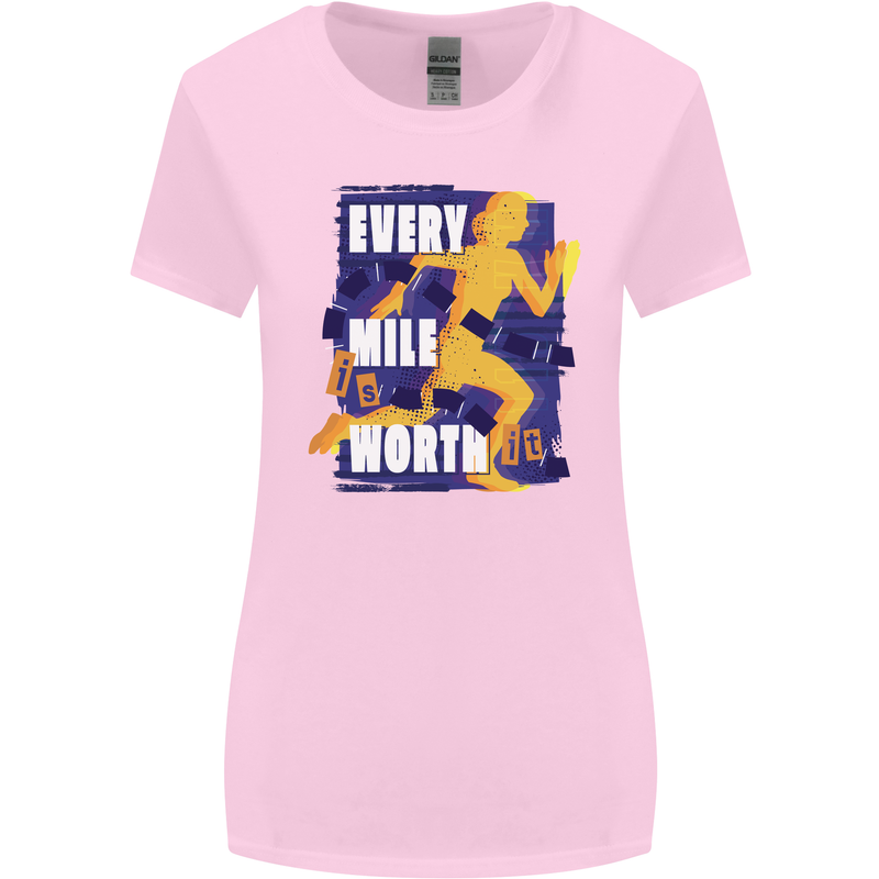 Running Every Mile Cross Country Marathon Runner Womens Wider Cut T-Shirt Light Pink