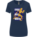 Running Every Mile Cross Country Marathon Runner Womens Wider Cut T-Shirt Navy Blue