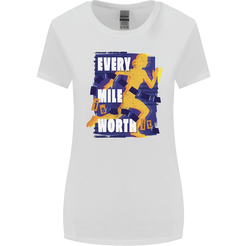 Running Every Mile Cross Country Marathon Runner Womens Wider Cut T-Shirt White