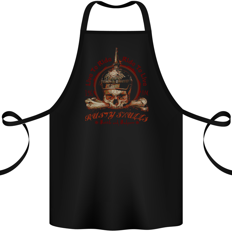 Rusty Skulls Biker Motorcycle Motorbike Chopper Cotton Apron 100% Organic Black
