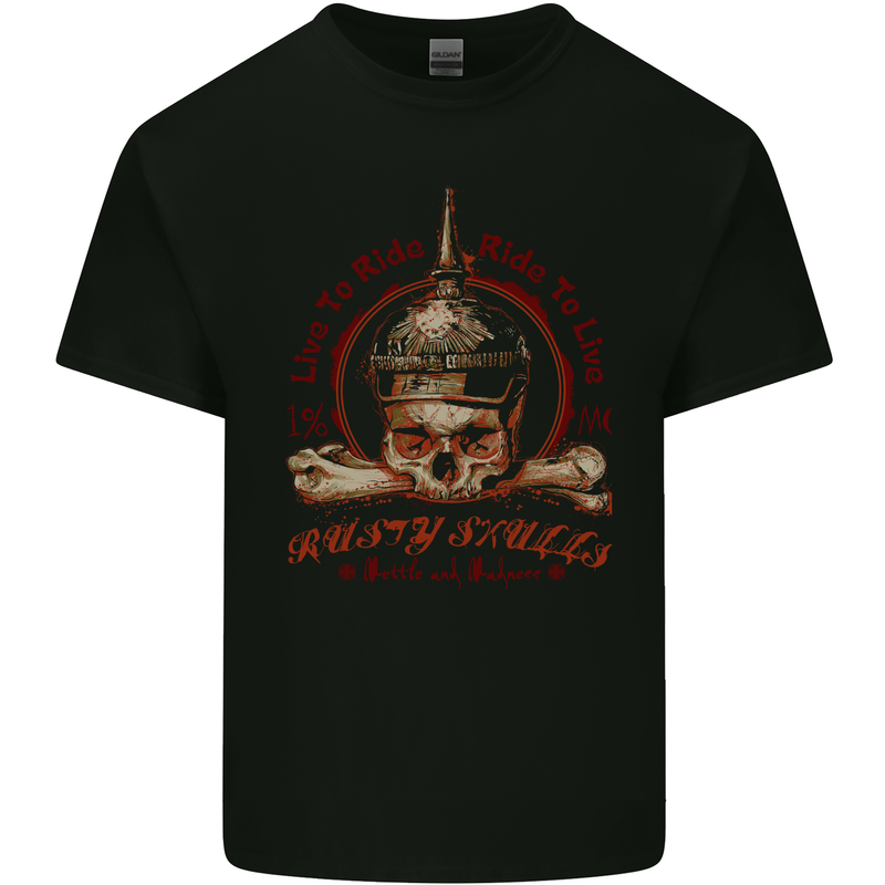Rusty Skulls Biker Motorcycle Motorbike Chopper Kids T-Shirt Childrens Black