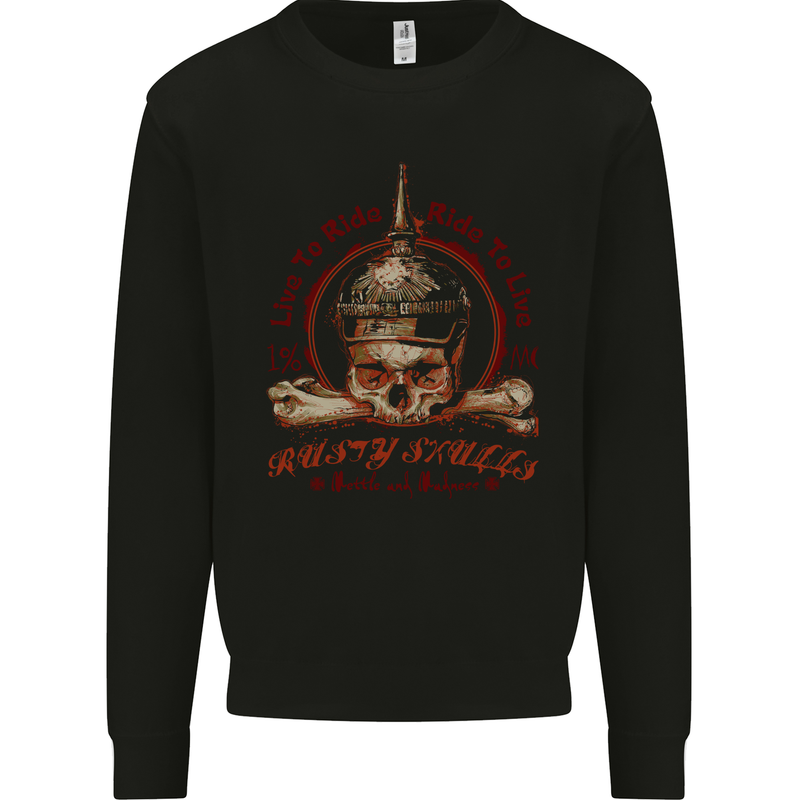 Rusty Skulls Biker Motorcycle Motorbike Chopper Mens Sweatshirt Jumper Black