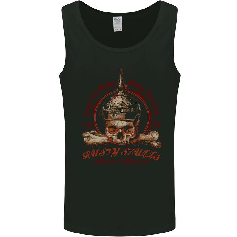 Rusty Skulls Biker Motorcycle Motorbike Chopper Mens Vest Tank Top Black