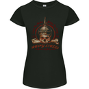 Rusty Skulls Biker Motorcycle Motorbike Chopper Womens Petite Cut T-Shirt Black