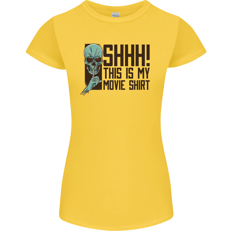 SHHH This Is My Movie T-Shirt Skull Horror Womens Petite Cut T-Shirt