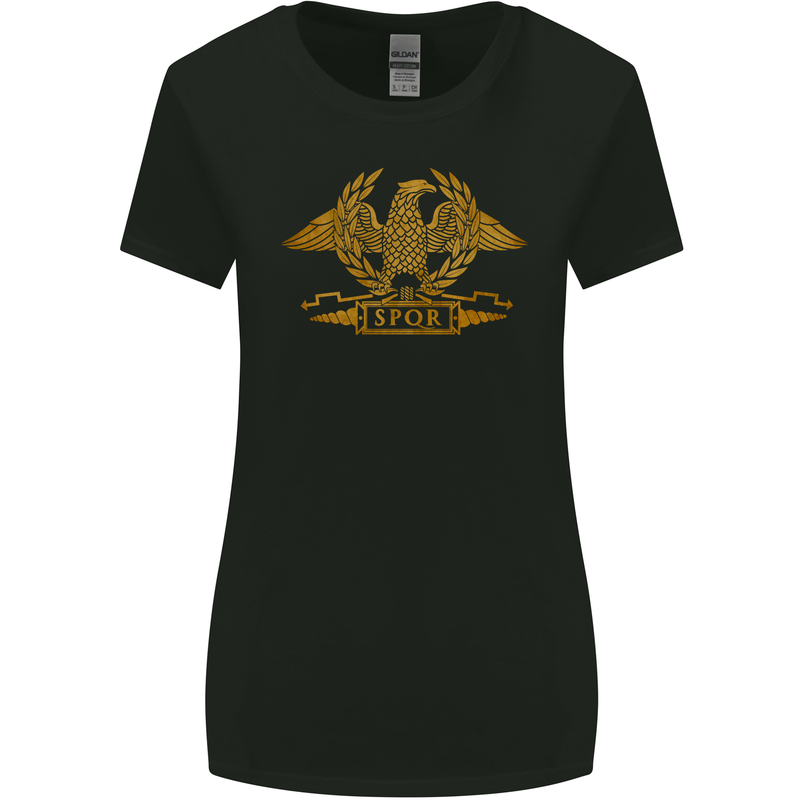SPQR Eagle Gym Bodybuilding Training Womens Wider Cut T-Shirt Black
