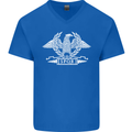 SPQR Eagle Gym Training Bodybuilding Mens V-Neck Cotton T-Shirt Royal Blue