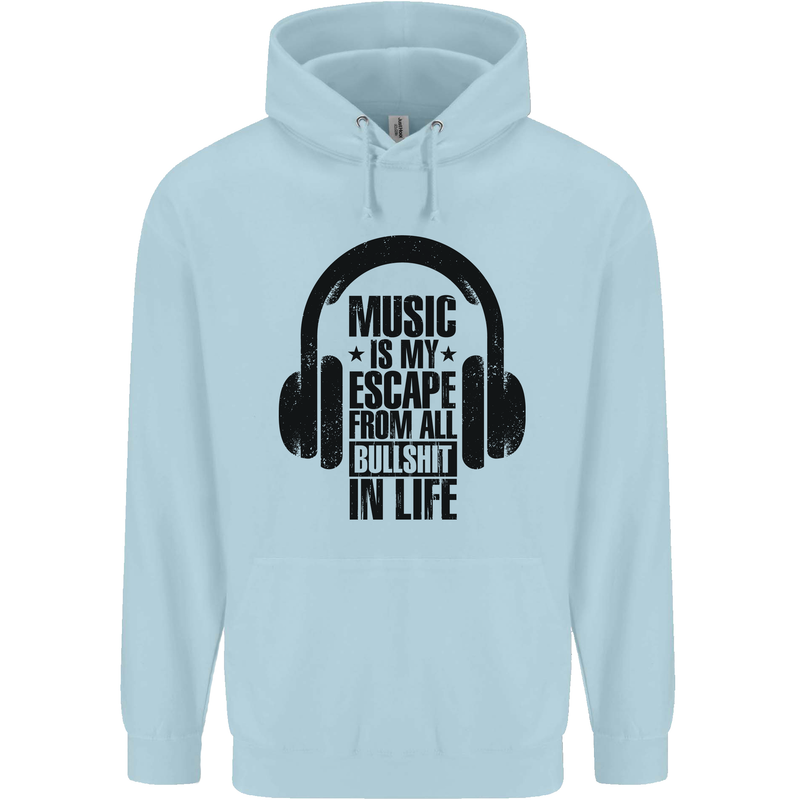 Music Is My Escape From B/S in Life Rock Childrens Kids Hoodie Light Blue