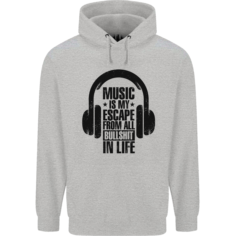 Music Is My Escape From B/S in Life Rock Childrens Kids Hoodie Sports Grey