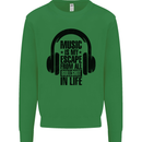 Music Is My Escape From B/S in Life Rock Kids Sweatshirt Jumper Irish Green
