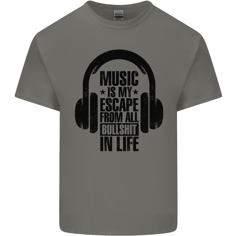 Music Is My Escape From B/S in Life Rock Kids T-Shirt Childrens Charcoal