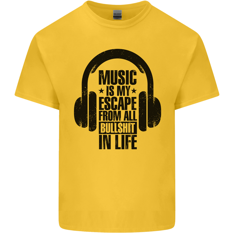 Music Is My Escape From B/S in Life Rock Kids T-Shirt Childrens Yellow