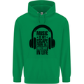Music Is My Escape From B/S in Life Rock Mens 80% Cotton Hoodie Irish Green