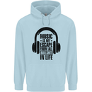 Music Is My Escape From B/S in Life Rock Mens 80% Cotton Hoodie Light Blue