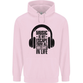 Music Is My Escape From B/S in Life Rock Mens 80% Cotton Hoodie Light Pink