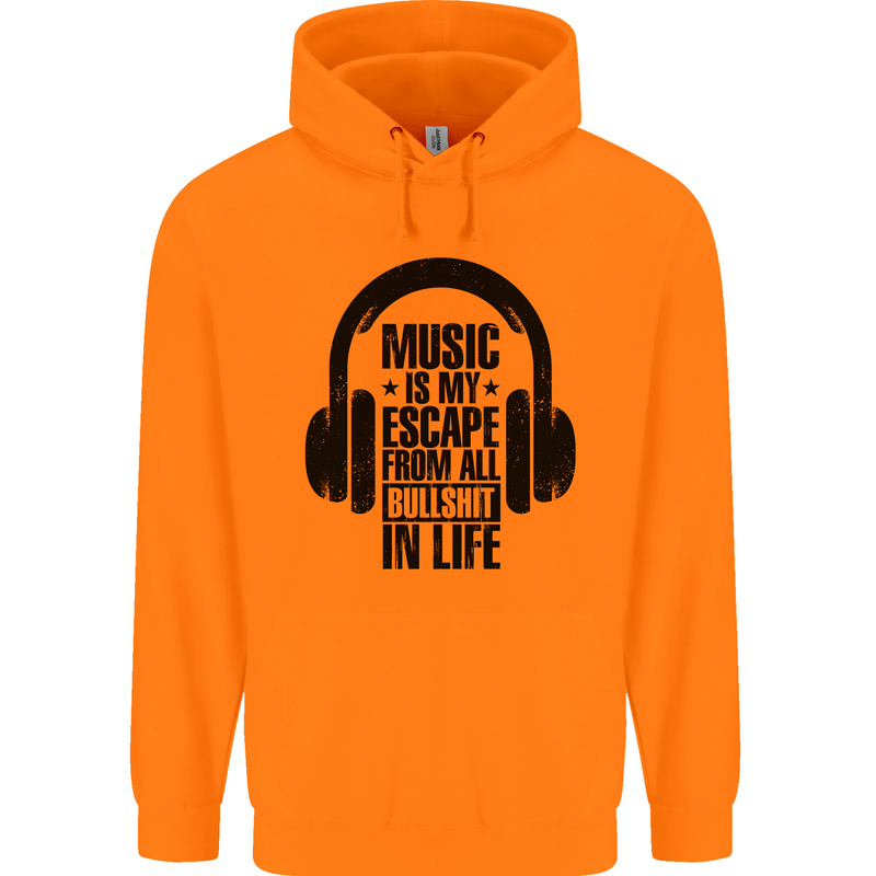 Music Is My Escape From B/S in Life Rock Mens 80% Cotton Hoodie Orange