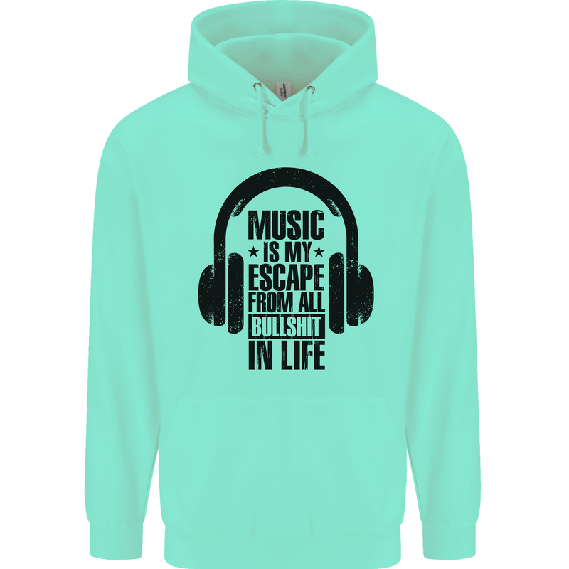 Music Is My Escape From B/S in Life Rock Mens 80% Cotton Hoodie Peppermint