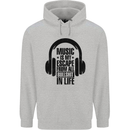 Music Is My Escape From B/S in Life Rock Mens 80% Cotton Hoodie Sports Grey