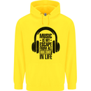 Music Is My Escape From B/S in Life Rock Mens 80% Cotton Hoodie Yellow