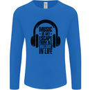 Music Is My Escape From B/S in Life Rock Mens Long Sleeve T-Shirt Royal Blue