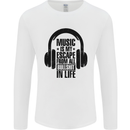 Music Is My Escape From B/S in Life Rock Mens Long Sleeve T-Shirt White
