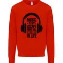 Music Is My Escape From B/S in Life Rock Mens Sweatshirt Jumper Bright Red