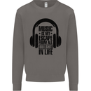 Music Is My Escape From B/S in Life Rock Mens Sweatshirt Jumper Charcoal
