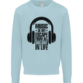Music Is My Escape From B/S in Life Rock Mens Sweatshirt Jumper Light Blue