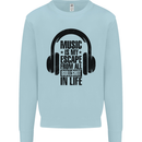Music Is My Escape From B/S in Life Rock Mens Sweatshirt Jumper Light Blue