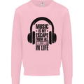 Music Is My Escape From B/S in Life Rock Mens Sweatshirt Jumper Light Pink