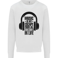 Music Is My Escape From B/S in Life Rock Mens Sweatshirt Jumper White