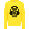 Music Is My Escape From B/S in Life Rock Mens Sweatshirt Jumper Yellow
