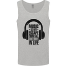 Music Is My Escape From B/S in Life Rock Mens Vest Tank Top Sports Grey