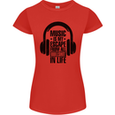 Music Is My Escape From B/S in Life Rock Womens Petite Cut T-Shirt Red