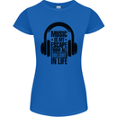 Music Is My Escape From B/S in Life Rock Womens Petite Cut T-Shirt Royal Blue