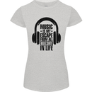 Music Is My Escape From B/S in Life Rock Womens Petite Cut T-Shirt Sports Grey