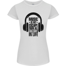 Music Is My Escape From B/S in Life Rock Womens Petite Cut T-Shirt White