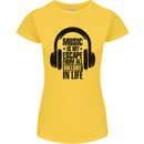 Music Is My Escape From B/S in Life Rock Womens Petite Cut T-Shirt Yellow