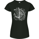 Sailing Compass Anchor Sailor Boat Yacht Womens Petite Cut T-Shirt Black