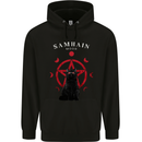 Samhain Moon Satanic Cat Halloween Childrens Kids Hoodie Black