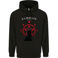 Samhain Moon Satanic Cat Halloween Mens 80% Cotton Hoodie Black
