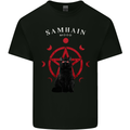 Samhain Moon Satanic Cat Halloween Mens Cotton T-Shirt Tee Top Black