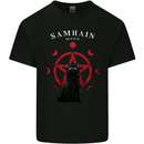 Samhain Moon Satanic Cat Halloween Mens Cotton T-Shirt Tee Top Black