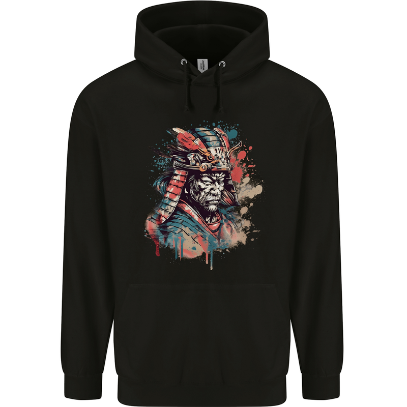 Samurai Elder Fantasy Warrior Bushido Ronin Mens 80% Cotton Hoodie Black