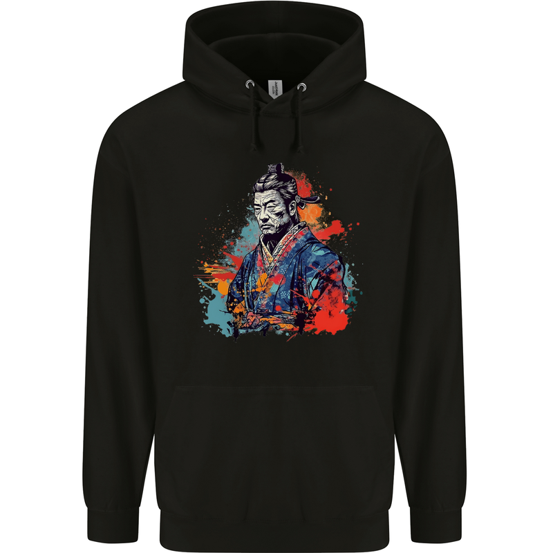 Samurai Elder Fantasy Warrior Ronin Bushido Mens 80% Cotton Hoodie Black