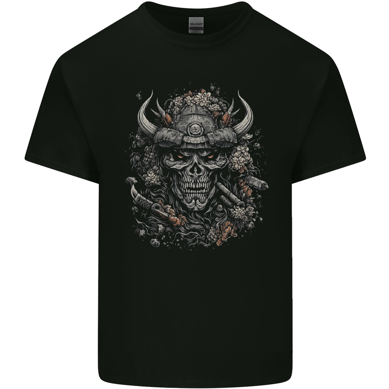 Samurai Skull Fantasy Warrior Bushido Ronin Kids T-Shirt Childrens Black